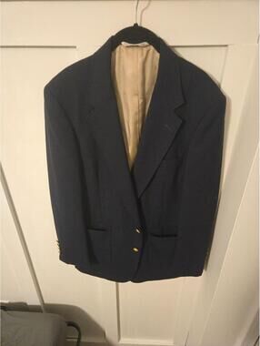 Vintage London Fog Navy Blue Blazer with Gold Buttons Size L